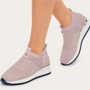 Carvela Janeiro Sneakers in Pale Pink with Crystal Embellishment